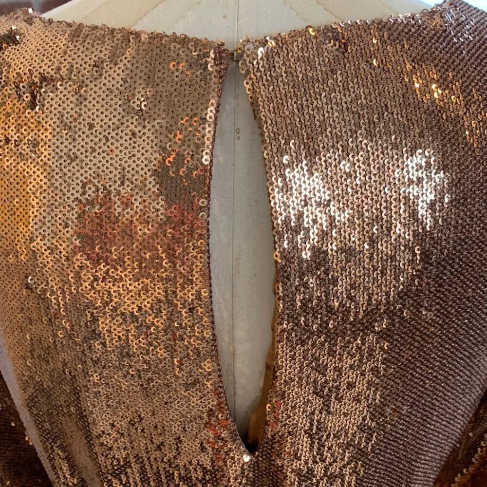 Ramy Brook Copper Long Sleeve Sequin Hallie Dress Womens XS